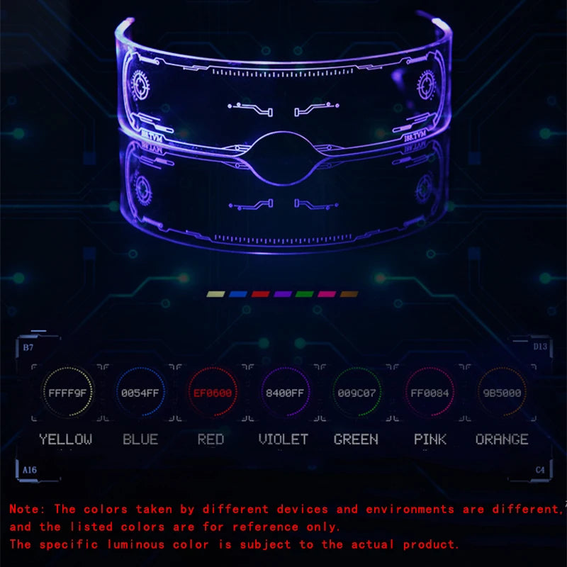 10682 1l-390 Gafas LED luminosas para disfraz, lentes