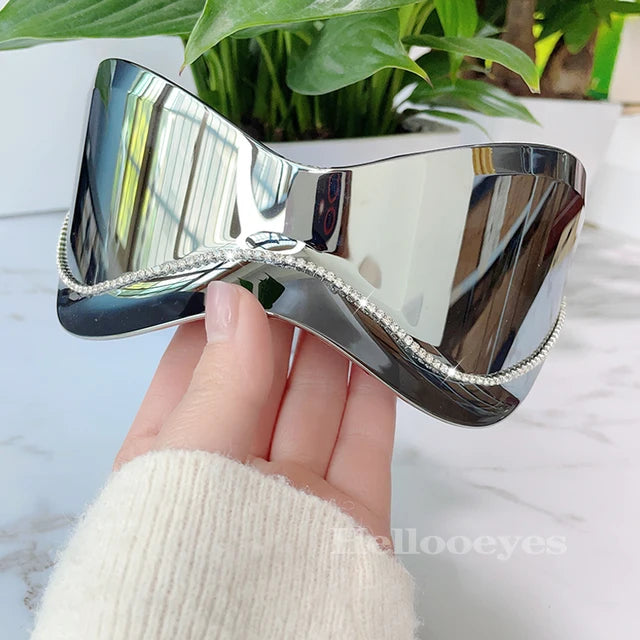 10670 1l-400 Lentes de sol deportivas de color plateado Y2K