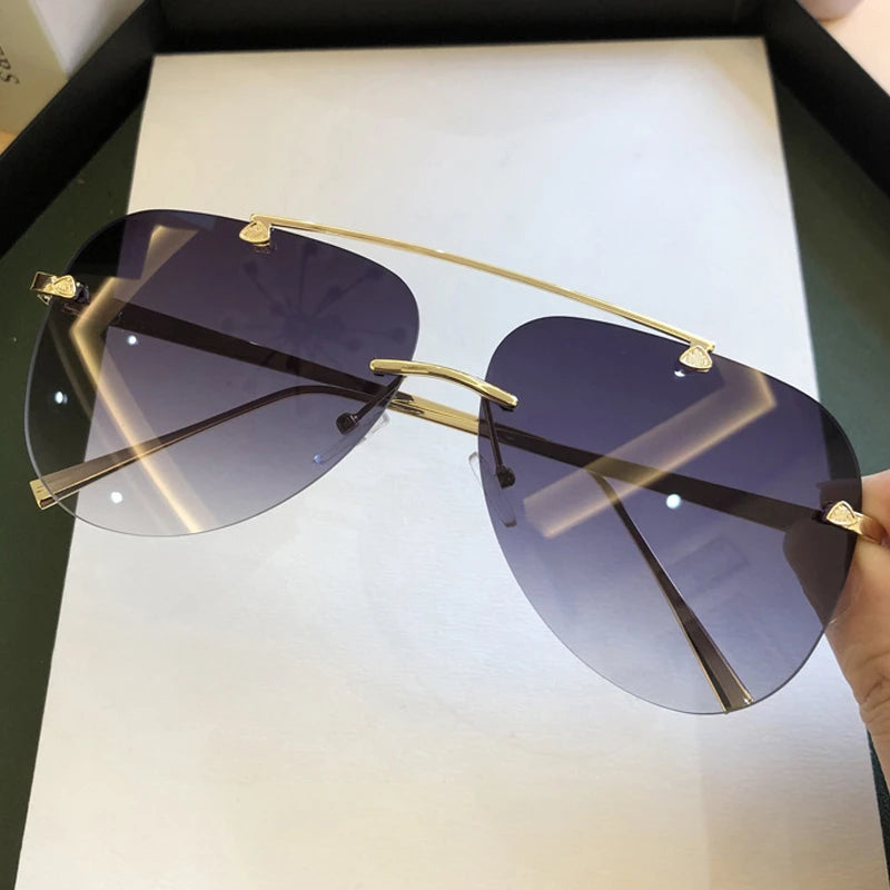 8851 1L- Aviador 384 Gafas de sol Vintage de aleación sin montura