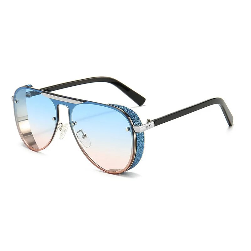 5459 1L-384  Gafas de sol ovaladas de estilo piloto Steampunk