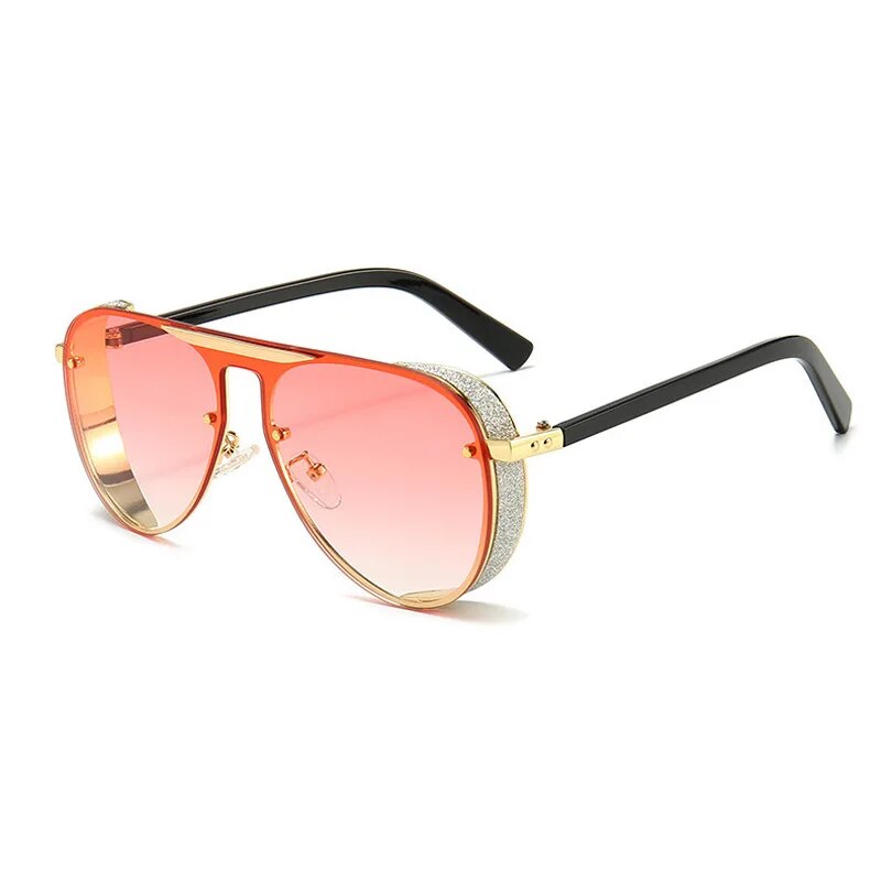 5459 1L-384  Gafas de sol ovaladas de estilo piloto Steampunk