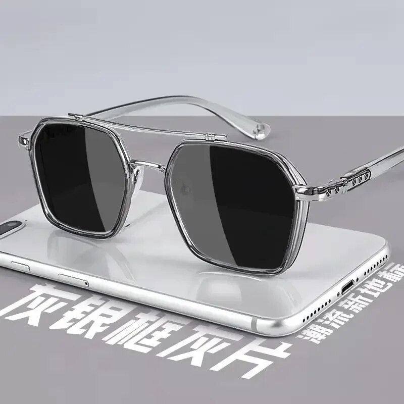 6512 a10-12 Gafas de sol polarizadas cuadradas de Metal para hombre y mujer