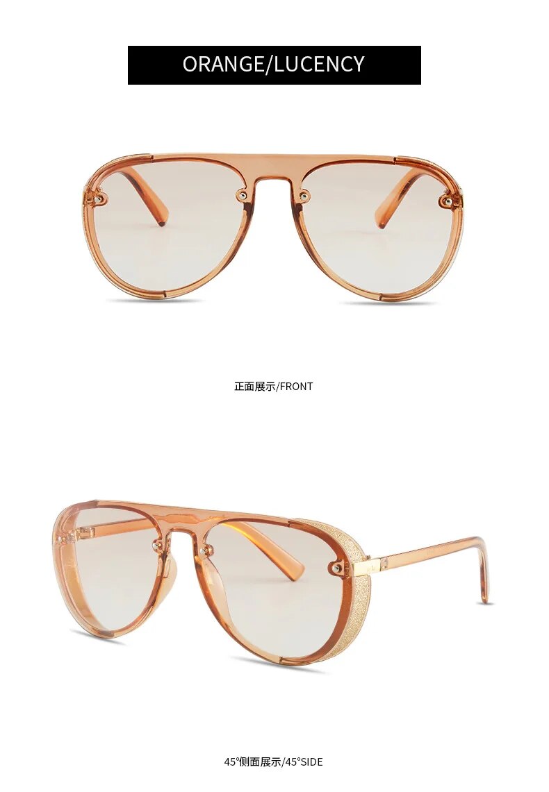 5459 1L-384  Gafas de sol ovaladas de estilo piloto Steampunk