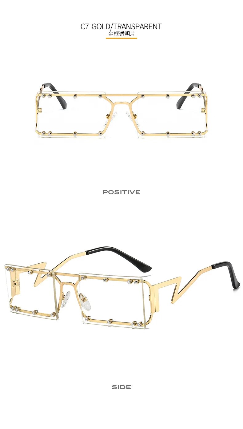 5461 1l-393 Hip Hop remache grandes gafas de sol de las mujeres hueco tonos gafas de sol de Metal Irregular de las piernas de personalidad baile gafas de sol de fiesta