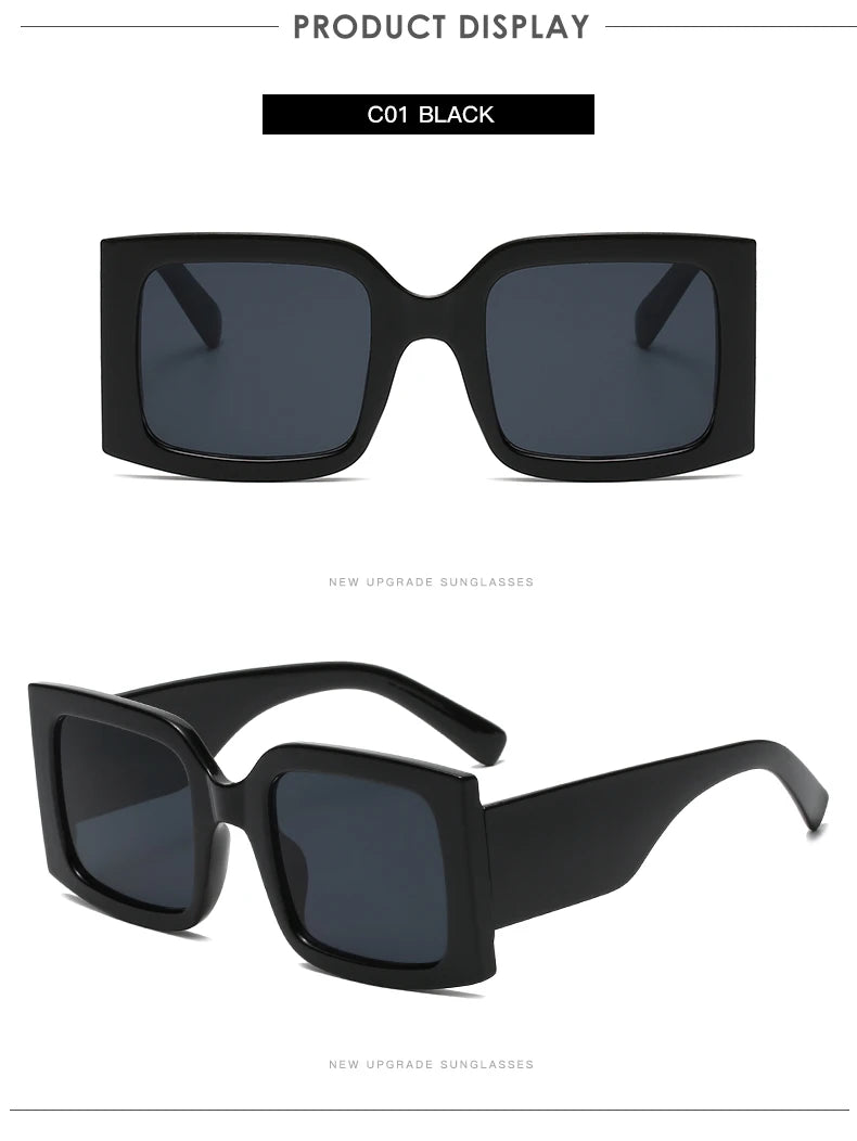 10650 1l-393 Gafas de sol marrones cuadradas de pierna ancha para mujer