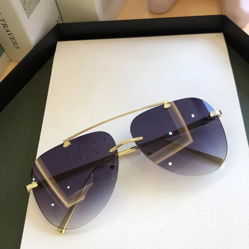8851 1L- Aviador 384 Gafas de sol Vintage de aleación sin montura