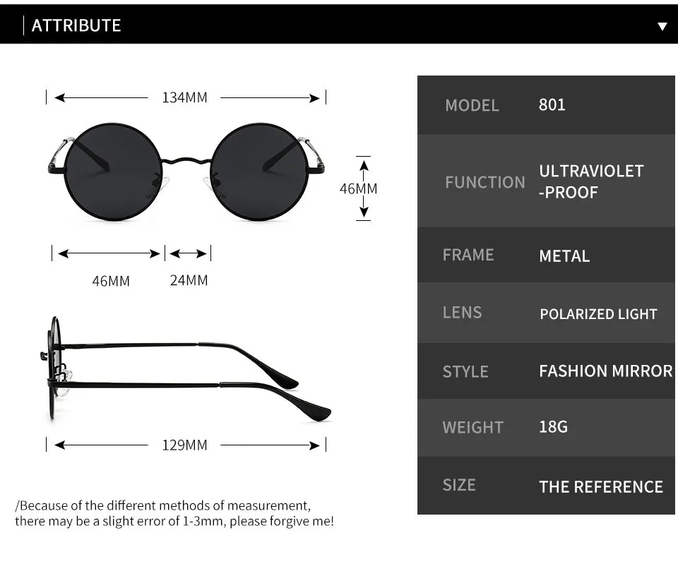 9123 1b-01-29 Gafas De Sol polarizadas redondas