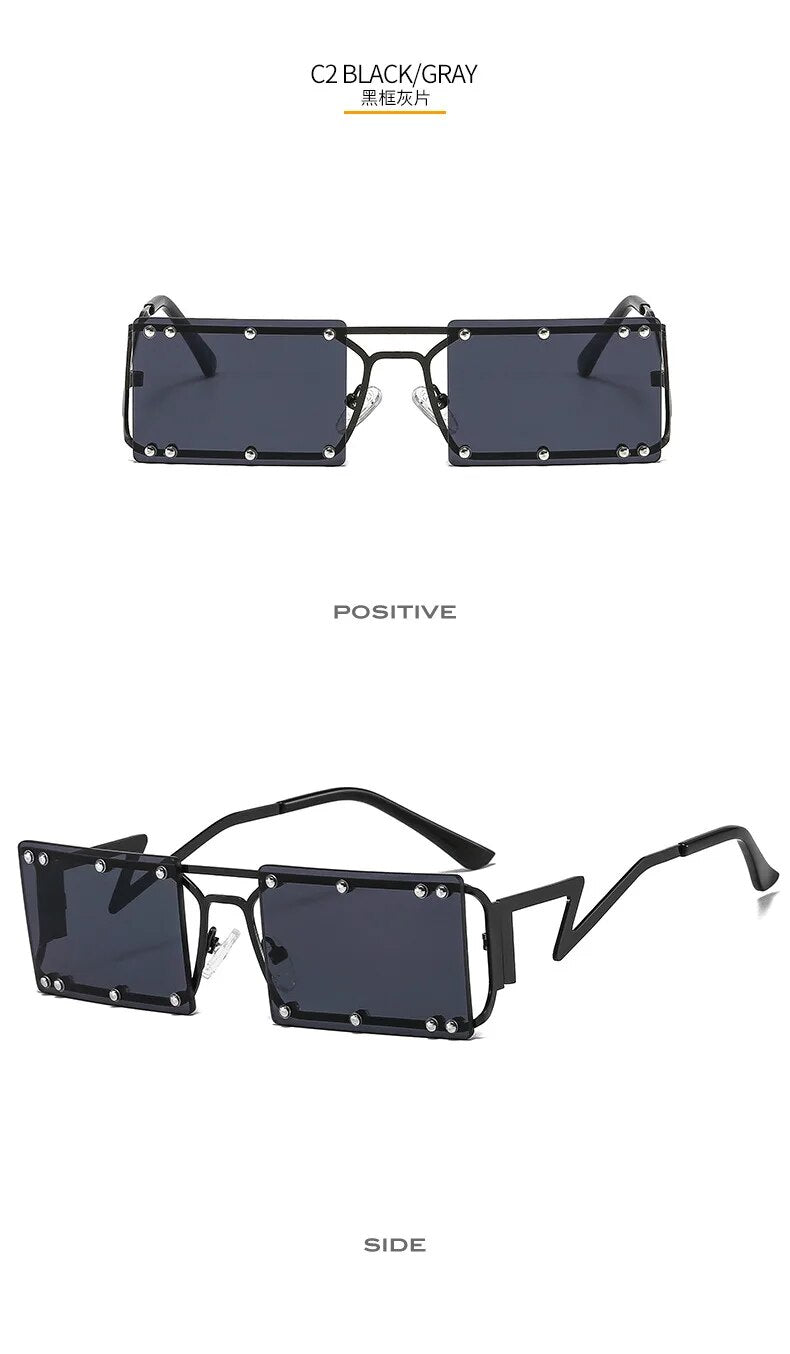 5461 1l-393 Hip Hop remache grandes gafas de sol de las mujeres hueco tonos gafas de sol de Metal Irregular de las piernas de personalidad baile gafas de sol de fiesta