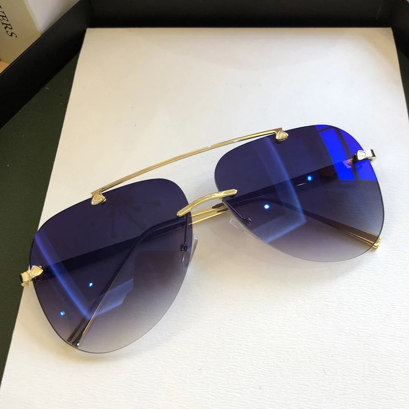 8849 a09-06 Gafas de sol Vintage de aleación sin montura para hombre y mujer