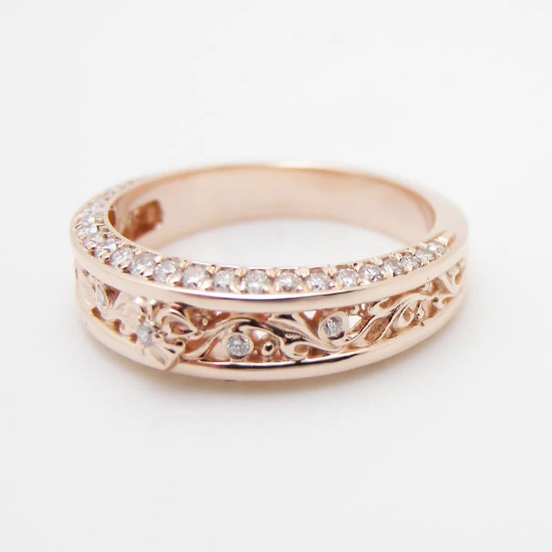 10511 1b-046 Anillos de boda de Color oro rosa para mujer
