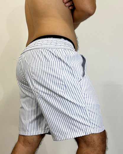 8660 1a-070 Short Tela Lineas Azules