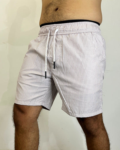 8659 1a-070 Short Tela Lineas Marrones