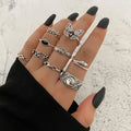 6838 b01-05 Juego de anillos góticos 9 Piezas