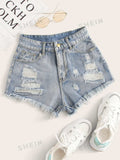 19272 1t-395 SOFVE shorts mezclilla rotos bajo crudo 1 Pza