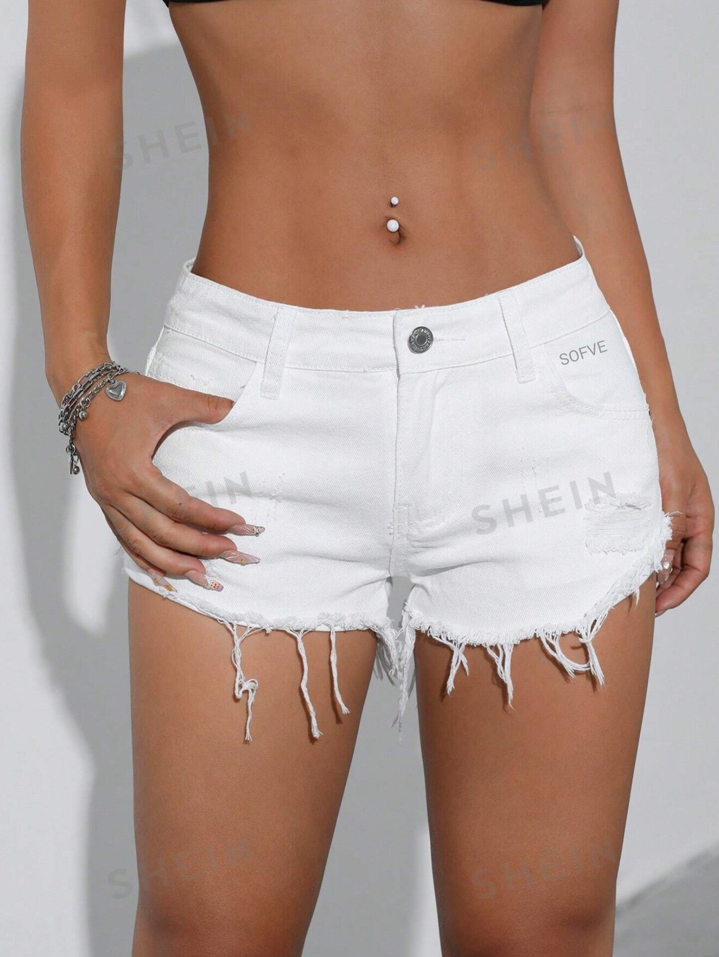 19271 1t-395 SOFVE shorts en mezclilla bajo crudo 1 Pza