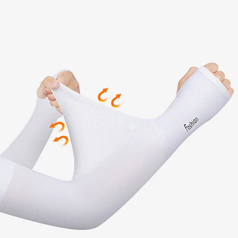 5736 1a-090 Un Par De Mangas De Protección Solar Para Brazos Básicas De Verano Unisex De Seda Helada Para Actividades Al Aire Libre