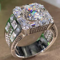 6239 1b-004 Anillo cuadrado con diamantes de imitación para hombre o mujer