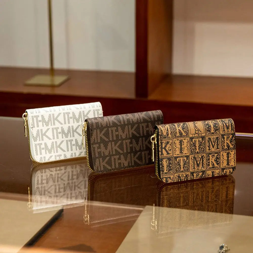 11385 1t-002 Monedero con cremallera de letras de lujo elegante coreano