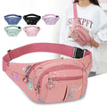 11298 1t-002 Riñonera con estampado de letras para mujer, bolso de cintura multifuncional
