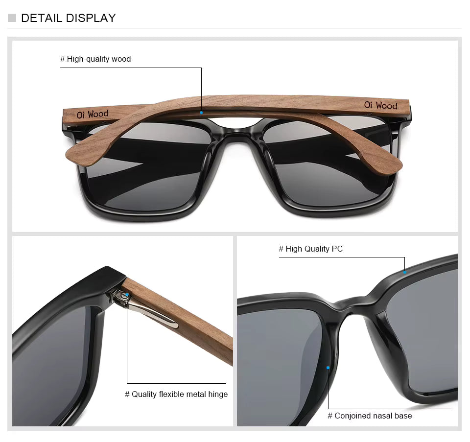 19961 1c-024 Gafas de madera lentes polarizadas Gafas