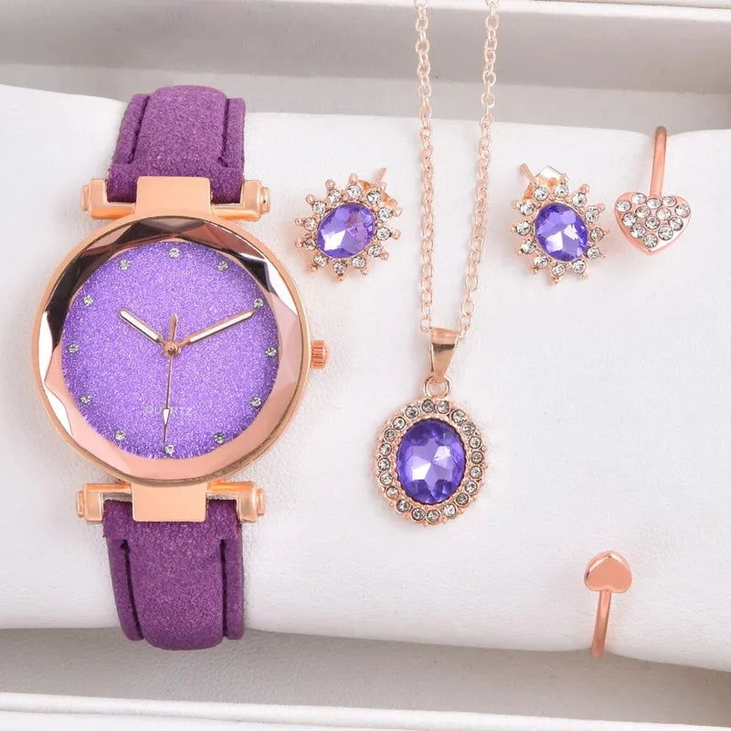 9792 1b-012 Juego de 4 piezas relojes de pulsera elegantes con diamantes de imitación