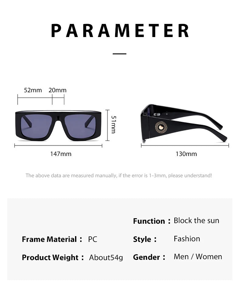 10537 1l-397 Gafas de sol cuadradas Retro clásica