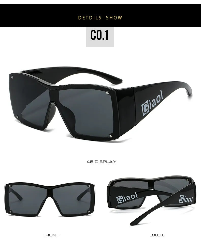 6521 1L-387 Gafas de sol Y2K de una pieza para hombre y mujer