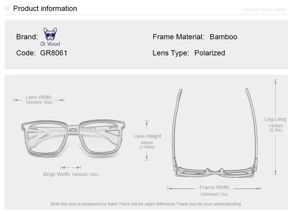 19961 1c-024 Gafas de madera lentes polarizadas Gafas