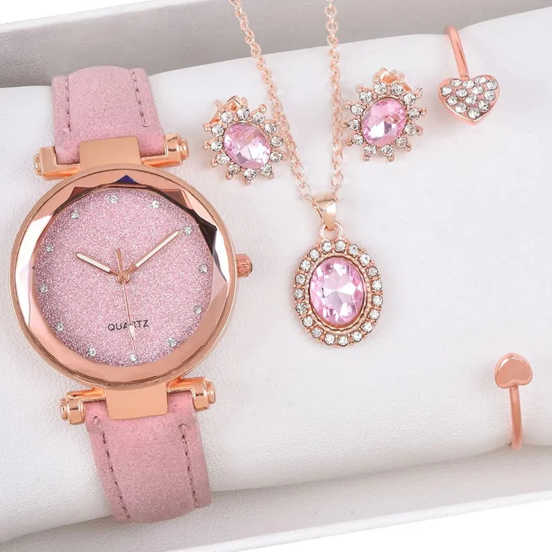 9792 1b-012 Juego de 4 piezas relojes de pulsera elegantes con diamantes de imitación