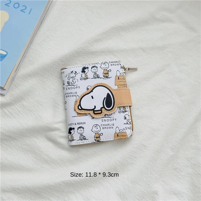 11263 1a-01-07  Snoopy-cartera de Anime para estudiantes y niñas, bolsa de almacenamiento de tarjetas bancarias, bolso corto