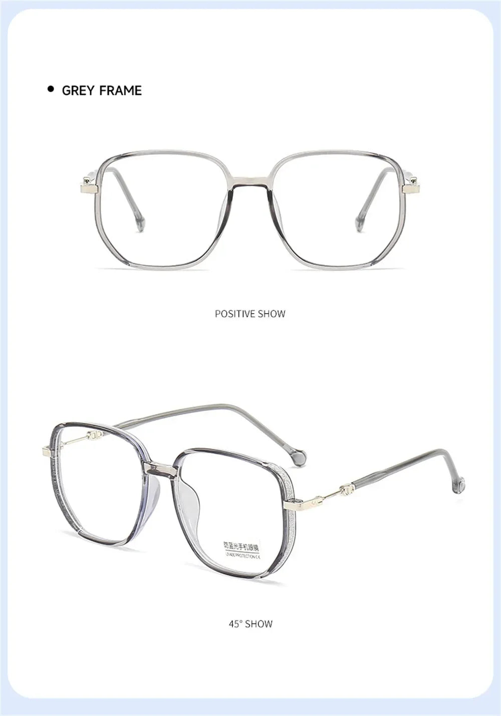 9239 a09-11 Gafas de lectura cuadradas de Metal con purpurina para mujer