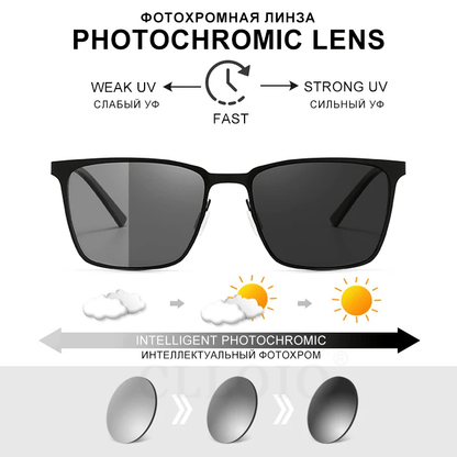 18936 1l-387 Lentes de sol cuadrados polarizadas fotocromáticas