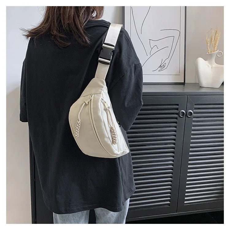 11379 1t-002 Bolso de pecho de plátano para mujer, bandolera de lona para correr, riñonera informal deportiva