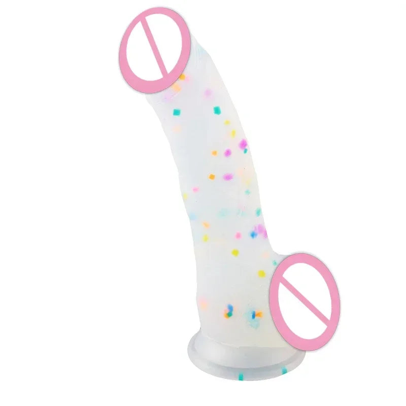 14098 1b-030 Consolador de confeti de silicona transparente 1 Pza