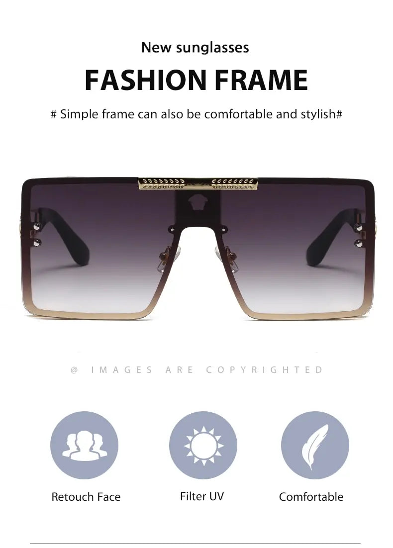 10477 1l-398 gafas de sol cuadradas para hombre y mujer, montura de Metal