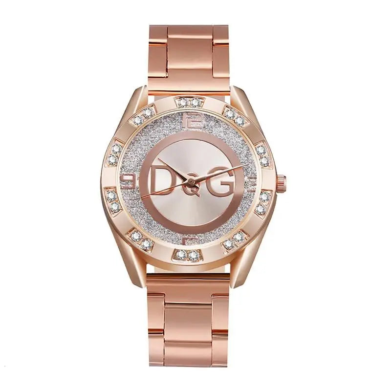 9800 b01-03 Reloj de acero inoxidable con diamantes de imitación para Mujer, a la moda