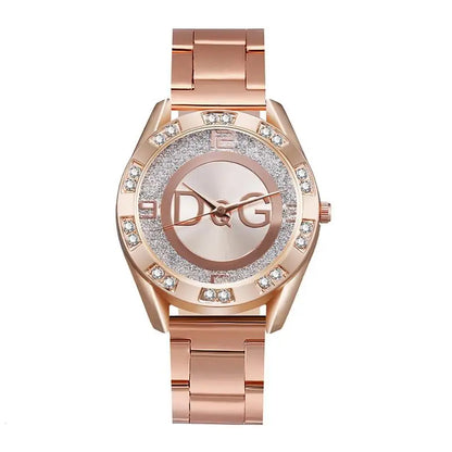 9800 b01-03 Reloj de acero inoxidable con diamantes de imitación para Mujer, a la moda