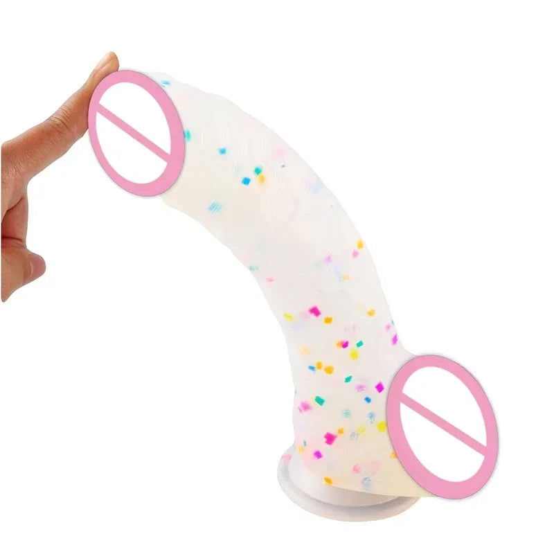 14098 1b-030 Consolador de confeti de silicona transparente 1 Pza