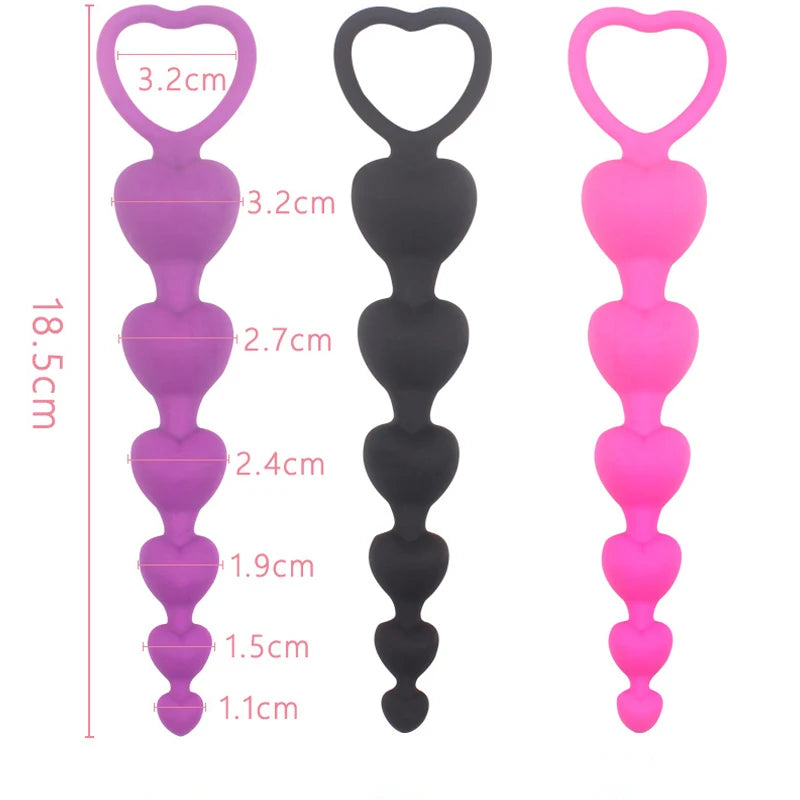 8962 1b-070 1t-003 Tapón Anal suave con cuentas de corazón
