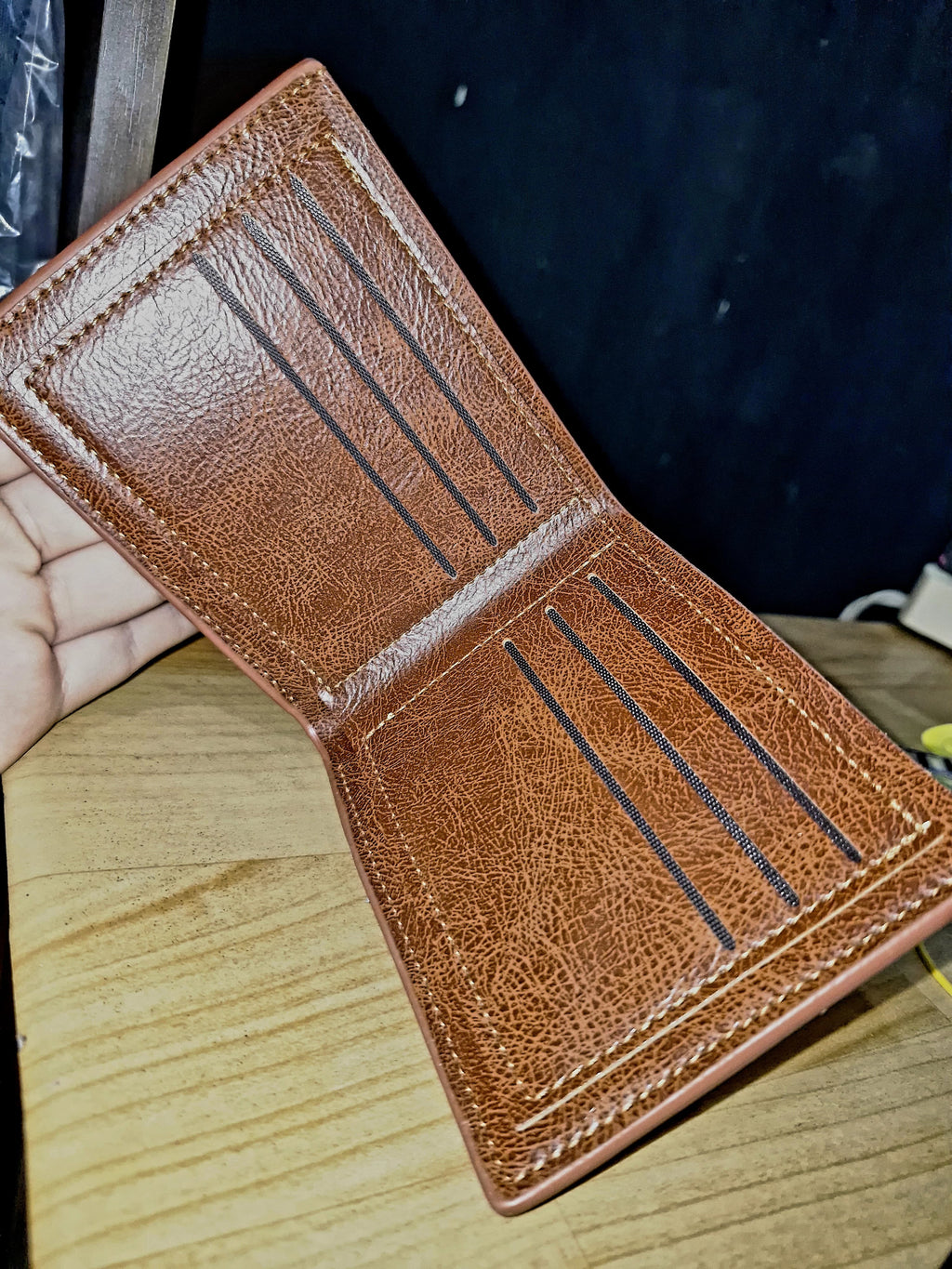 9689 1c-015 Billetera De Cuero Plegable Para Hombre