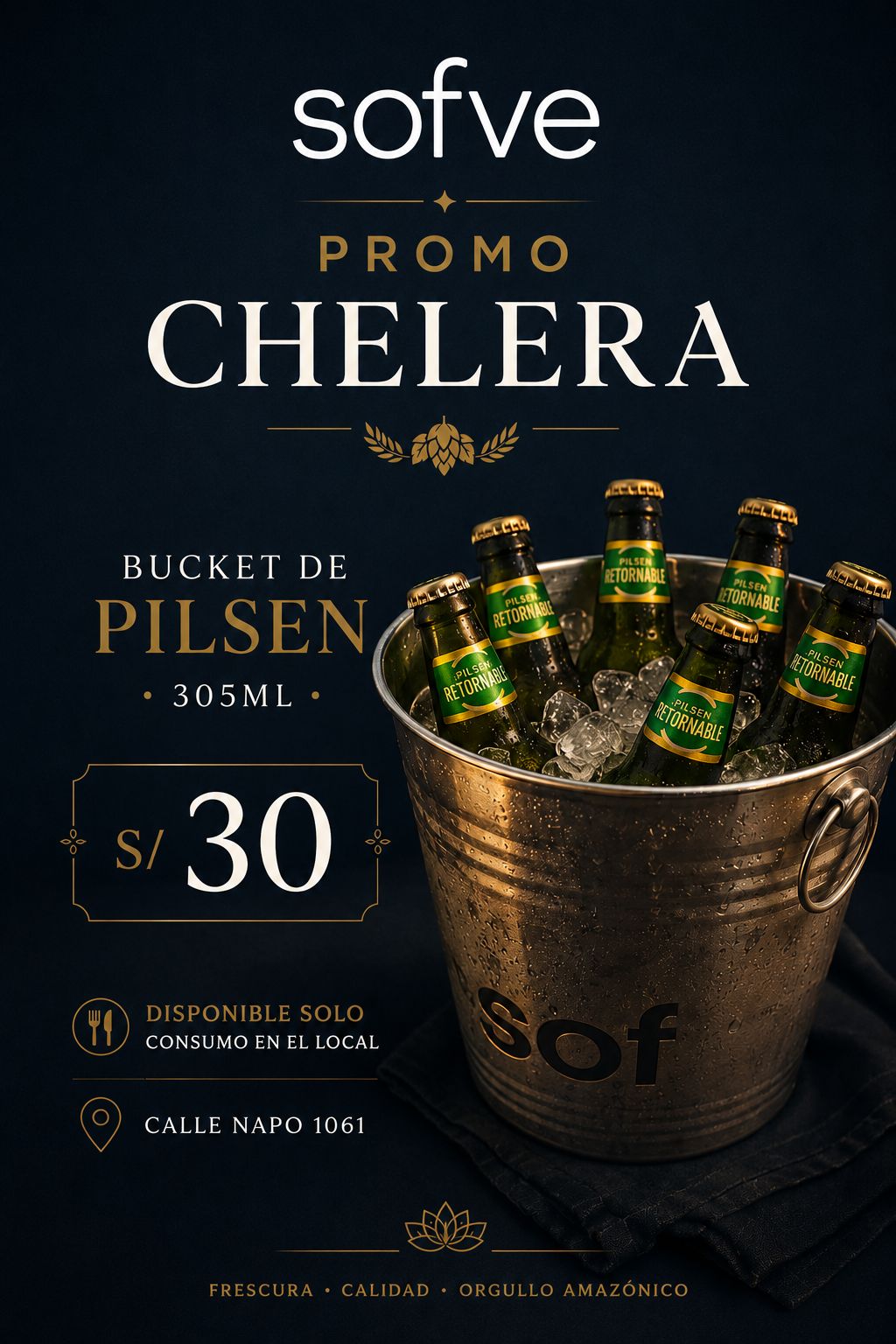 Promo Chelera: Bucket Pilsen 305 ml (Aplica solo consumo en el local)
