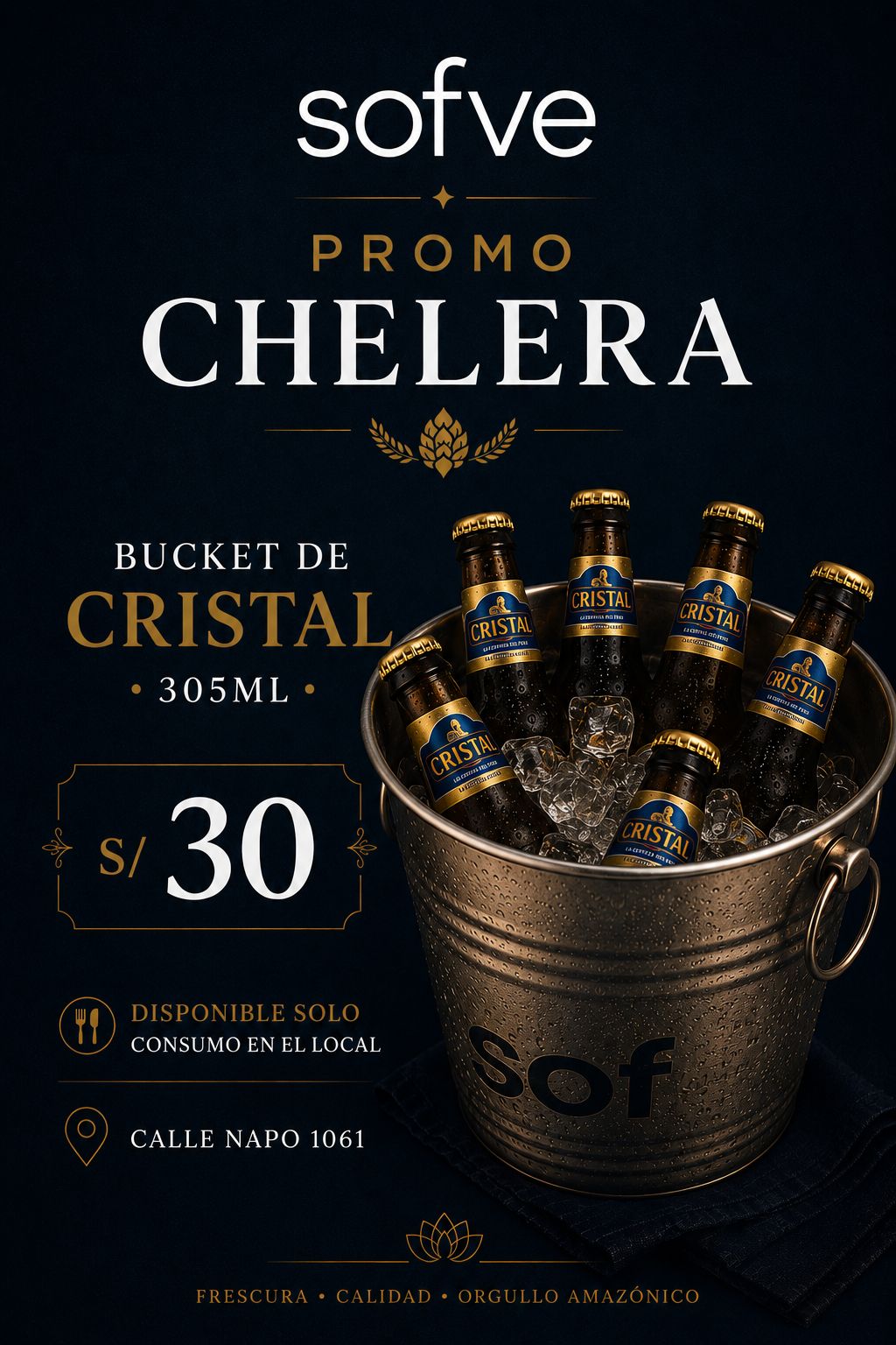 Promo Chelera: Bucket Cristal 305 ml (Aplica solo consumo en el local)