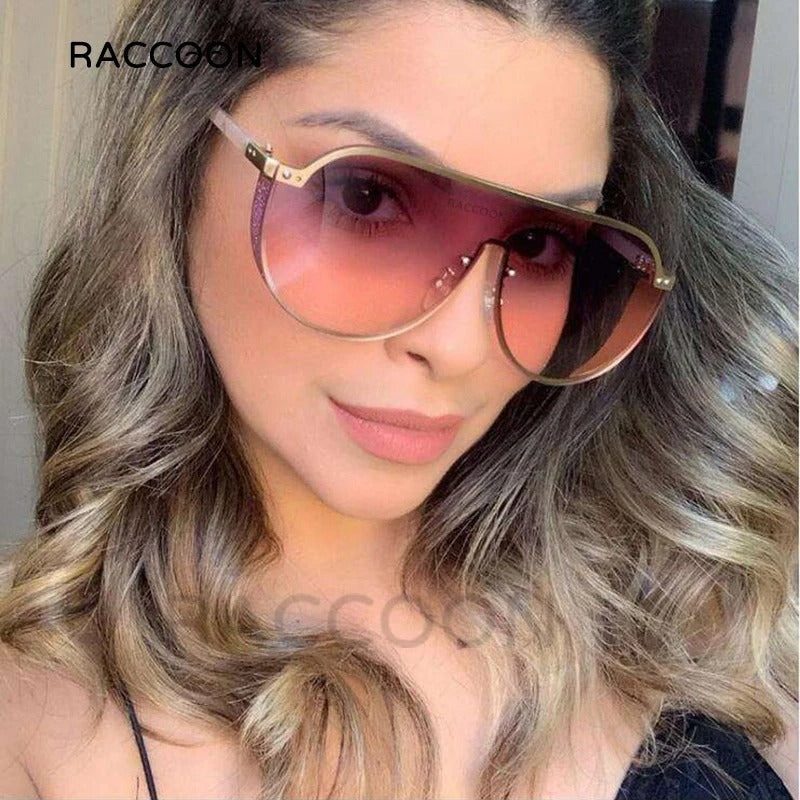 5459 1L-384  Gafas de sol ovaladas de estilo piloto Steampunk