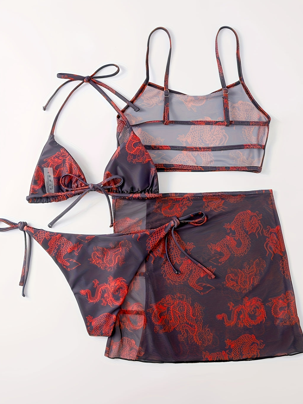 19599 1a-118 Conjunto Bikini Dragón 4 Pzas