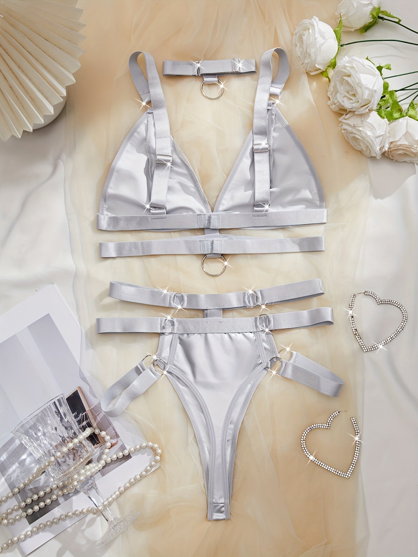 19629 ID-263 Conjunto Lencería Brillo 3 Pzas