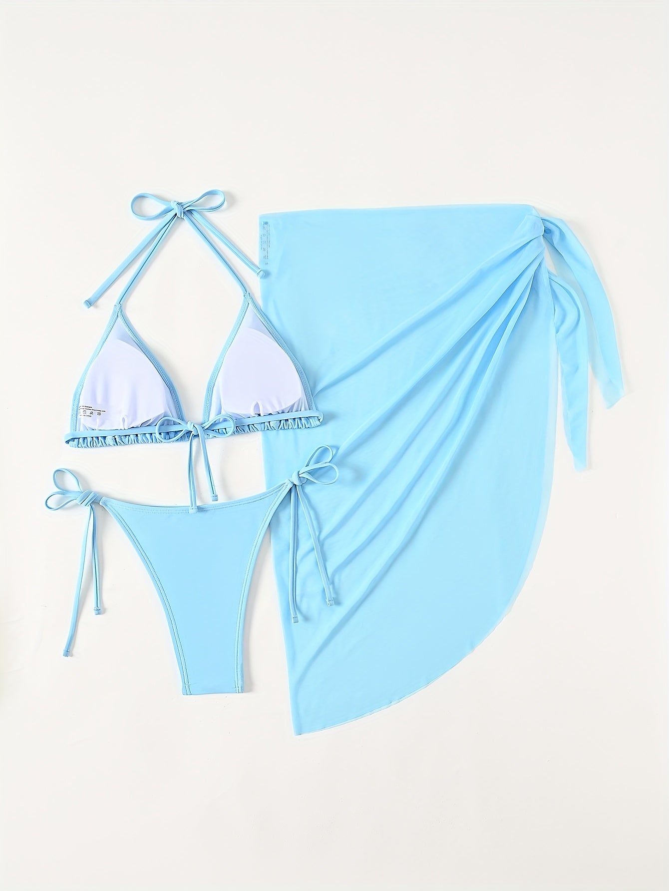 19473 1a-038 Conjunto Bikini Celeste 3 Pzas