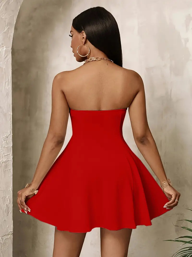 17608 1a-011 Vestido sin espalda de color sólido 1 Pza