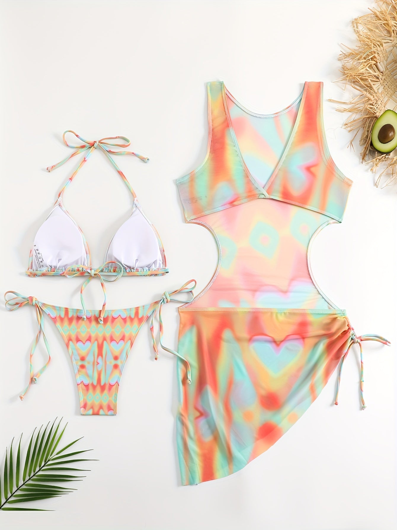 19664 1a-086 Conjunto Bikini Multicolor 3 Pzas