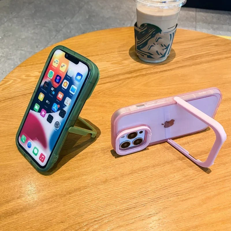 6506 2t-014 Funda de teléfono transparente con soporte para lente de cámara