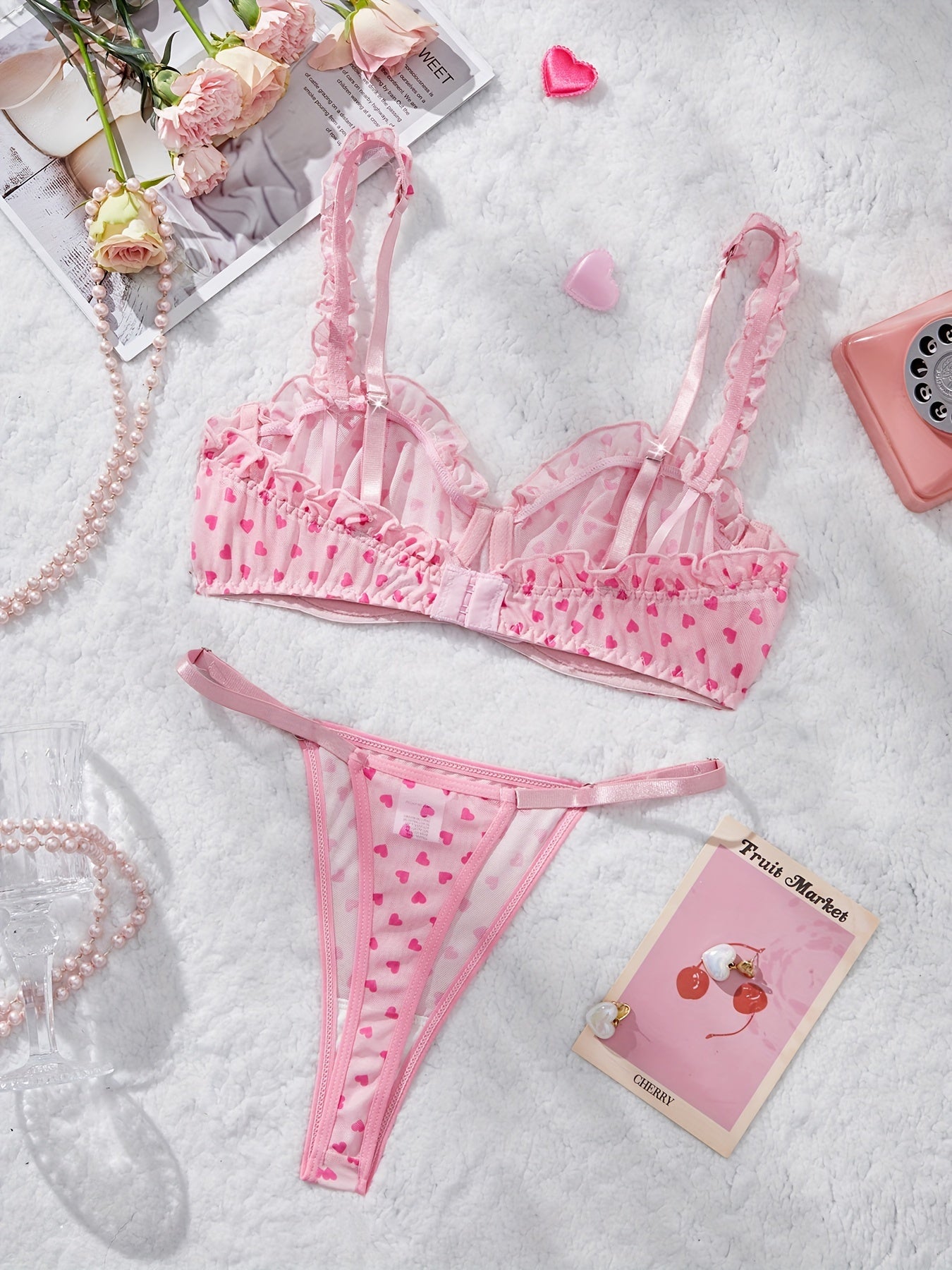 19630 ID-263 Lencería Encaje Corazón 2 Pzas